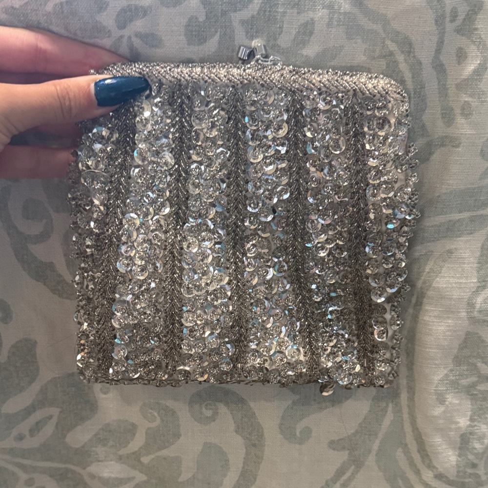 Silver Sequin Clutch